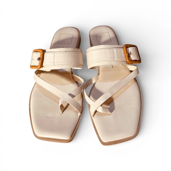 Dolce Vita Shoes - Dolce Vita Ivory Buckle Thong Slide Sandals Size 9